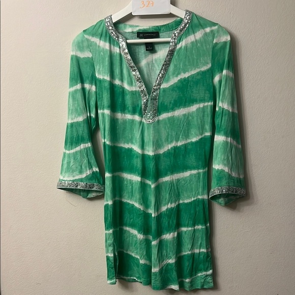 INC International Concepts tide dye Green and White Graphic Tunic - Picture 1 of 2